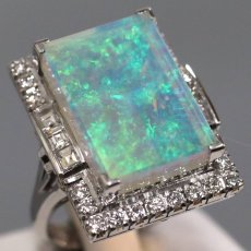 画像1: Pt900オパールダイヤモンドリング O6.62 D0.83 12.1g #9 ソーティング (1)