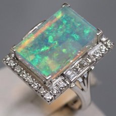 画像2: Pt900オパールダイヤモンドリング O6.62 D0.83 12.1g #9 ソーティング (2)