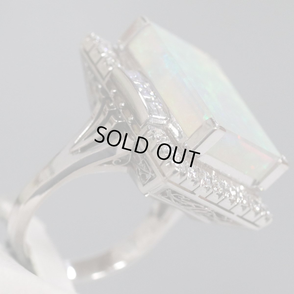 画像3: Pt900オパールダイヤモンドリング O6.62 D0.83 12.1g #9 ソーティング (3)