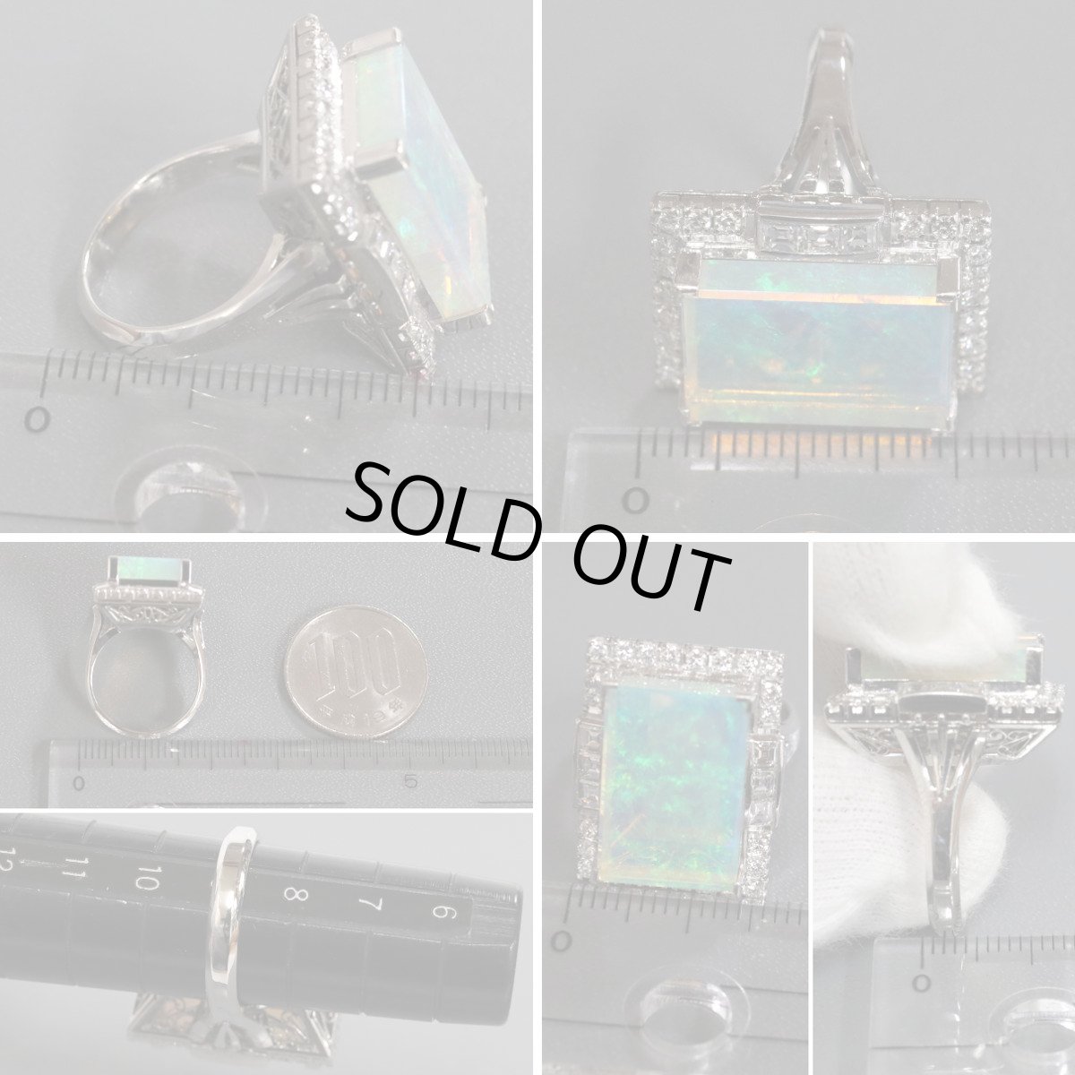 画像8: Pt900オパールダイヤモンドリング O6.62 D0.83 12.1g #9 ソーティング (8)