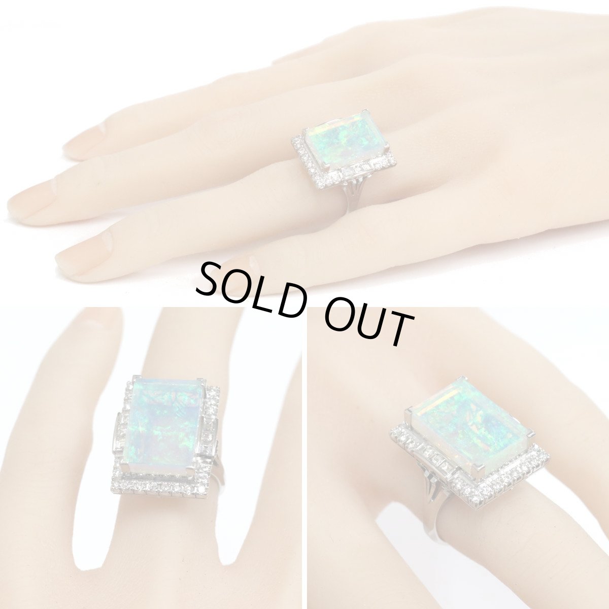 画像9: Pt900オパールダイヤモンドリング O6.62 D0.83 12.1g #9 ソーティング (9)