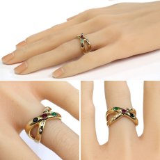 画像10: K18エメラルドルビーサファイアダイヤモンドリング 7.6g #12 (10)