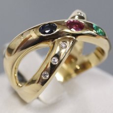 画像2: K18エメラルドルビーサファイアダイヤモンドリング 7.6g #12 (2)