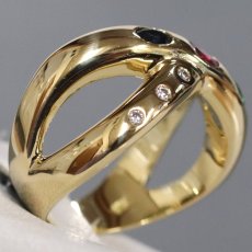 画像3: K18エメラルドルビーサファイアダイヤモンドリング 7.6g #12 (3)