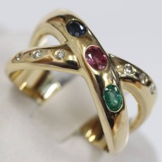 画像4: K18エメラルドルビーサファイアダイヤモンドリング 7.6g #12 (4)