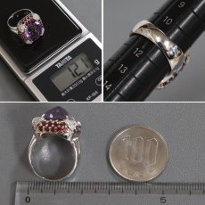 画像8: K18WG アメジスト ガーネット ダイヤモンド リング AM9.99 G2.23 D0.20 12.1g #11 (8)
