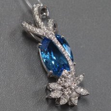 画像1: K18WGブルートパーズダイヤモンドペンダントトップ BT8.04 D0.64 D0.51 8.8g (1)