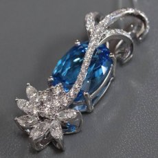 画像2: K18WGブルートパーズダイヤモンドペンダントトップ BT8.04 D0.64 D0.51 8.8g (2)