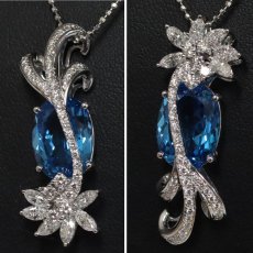 画像8: K18WGブルートパーズダイヤモンドペンダントトップ BT8.04 D0.64 D0.51 8.8g (8)