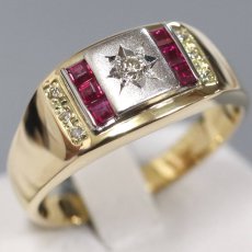 画像1: K18/Pt900ルビーダイヤモンドリング 0.08 7.6g #16 (1)