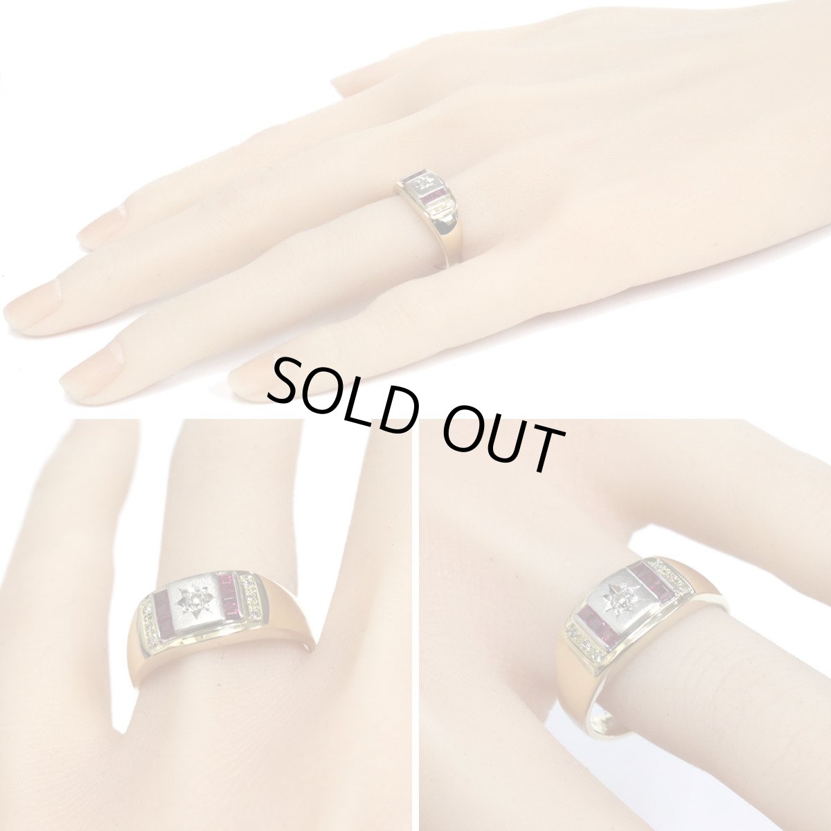 画像10: K18/Pt900ルビーダイヤモンドリング 0.08 7.6g #16 (10)