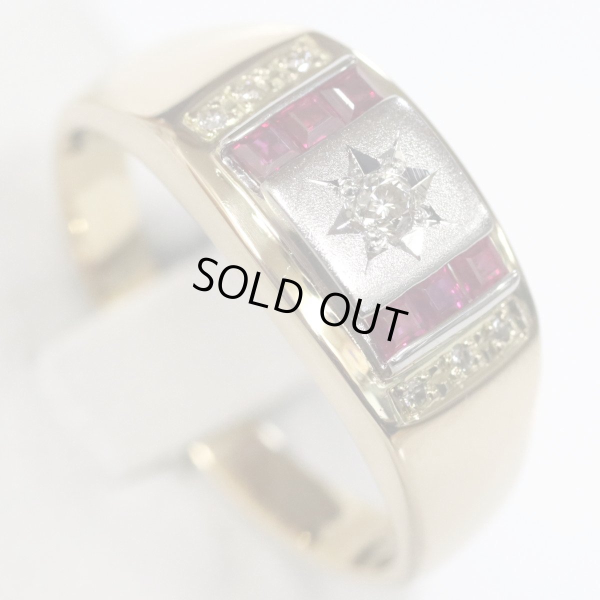 画像4: K18/Pt900ルビーダイヤモンドリング 0.08 7.6g #16 (4)