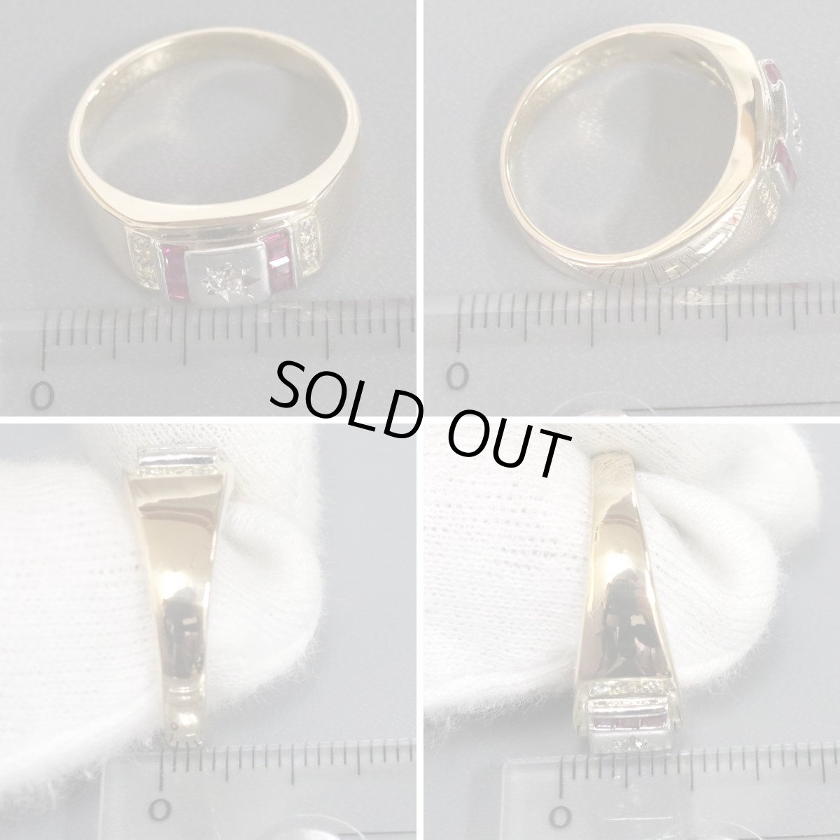 画像9: K18/Pt900ルビーダイヤモンドリング 0.08 7.6g #16 (9)