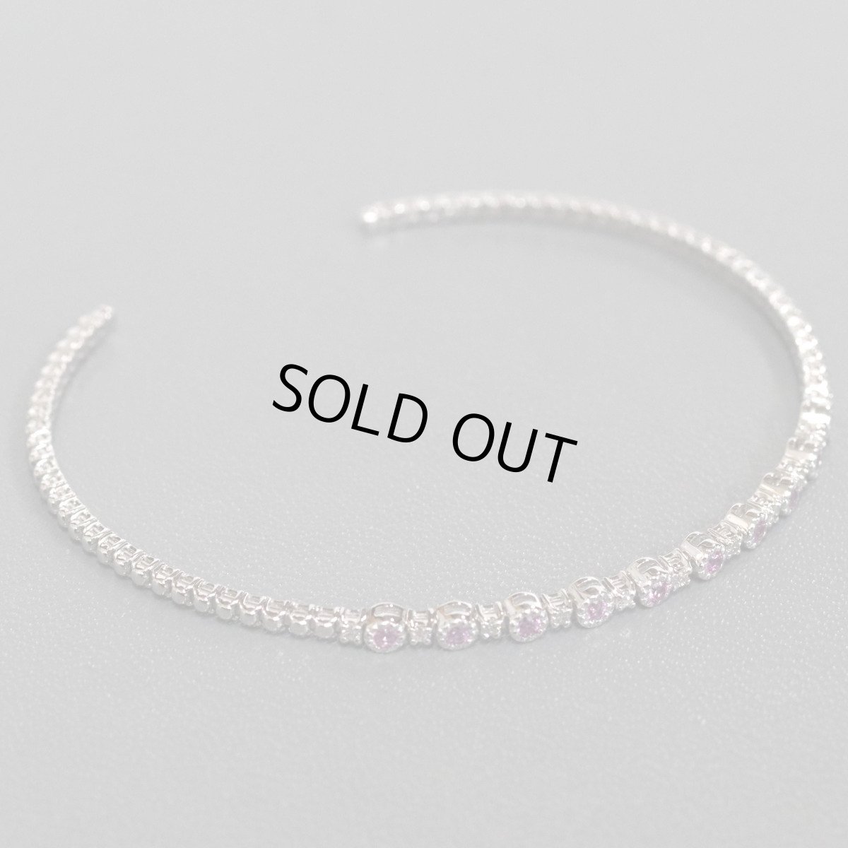 画像1: K18WGピンクサファイアダイヤモンドバングル PS0.218 D0.11 3.9g 14-16.5cm (1)