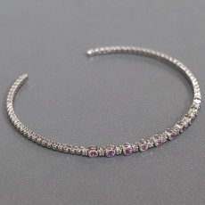 画像1: K18WGピンクサファイアダイヤモンドバングル PS0.218 D0.11 3.9g 14-16.5cm (1)