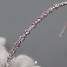 画像2: K18WGピンクサファイアダイヤモンドバングル PS0.218 D0.11 3.9g 14-16.5cm (2)
