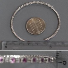 画像8: K18WGピンクサファイアダイヤモンドバングル PS0.218 D0.11 3.9g 14-16.5cm (8)