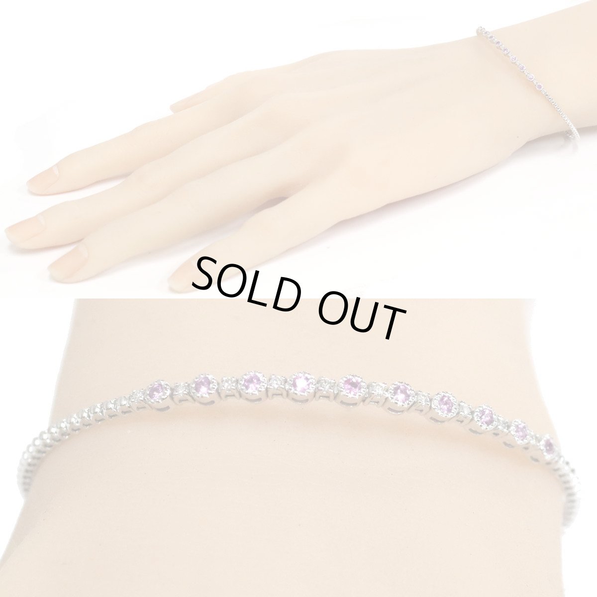 画像9: K18WGピンクサファイアダイヤモンドバングル PS0.218 D0.11 3.9g 14-16.5cm (9)