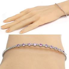 画像9: K18WGピンクサファイアダイヤモンドバングル PS0.218 D0.11 3.9g 14-16.5cm (9)