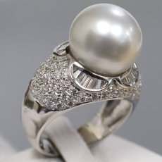 画像1: Pt900パールダイヤモンドリング D1.21 パール13.6mm 16.3g #18 (1)