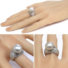 画像10: Pt900パールダイヤモンドリング D1.21 パール13.6mm 16.3g #18 (10)
