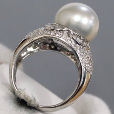画像4: Pt900パールダイヤモンドリング D1.21 パール13.6mm 16.3g #18 (4)