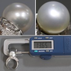 画像5: Pt900パールダイヤモンドリング D1.21 パール13.6mm 16.3g #18 (5)