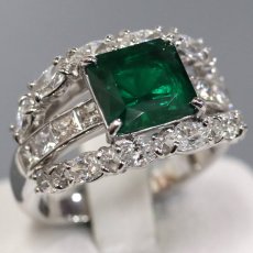 画像1: Pt900エメラルドダイヤモンドリング E2.06 D1.78 11.0g #14 GIA鑑定書 (1)