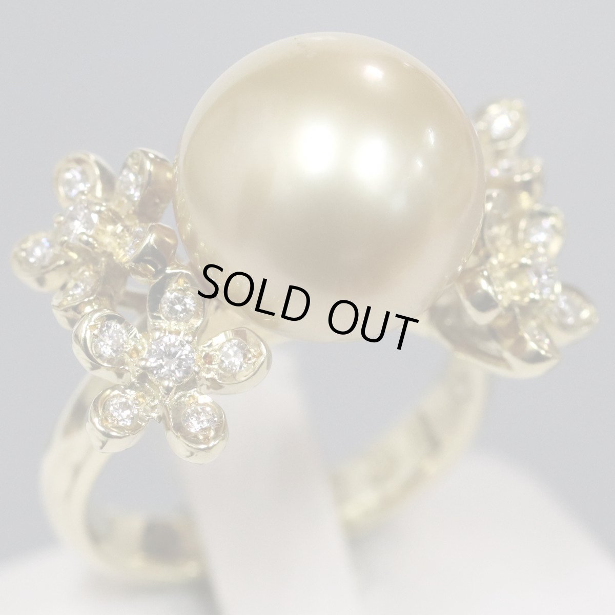 画像1: K18ゴールデンパールダイヤモンドリング D0.33 パール12.2mm 11.5g #13 (1)