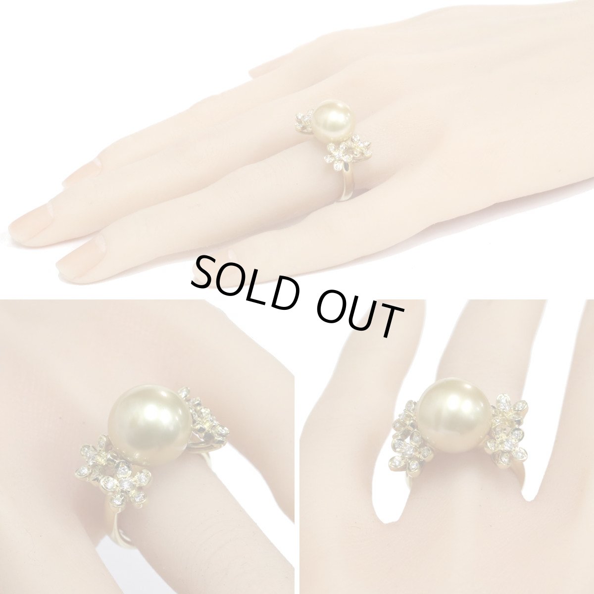 画像10: K18ゴールデンパールダイヤモンドリング D0.33 パール12.2mm 11.5g #13 (10)