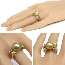 画像10: K18ゴールデンパールダイヤモンドリング D0.33 パール12.2mm 11.5g #13 (10)