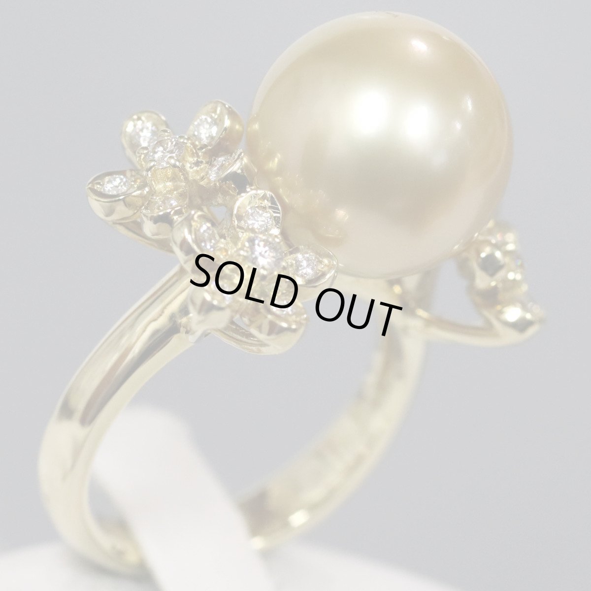 画像3: K18ゴールデンパールダイヤモンドリング D0.33 パール12.2mm 11.5g #13 (3)