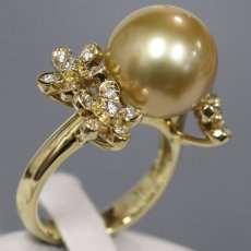 画像3: K18ゴールデンパールダイヤモンドリング D0.33 パール12.2mm 11.5g #13 (3)