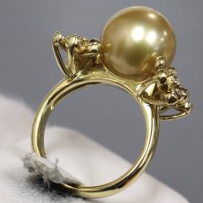 画像5: K18ゴールデンパールダイヤモンドリング D0.33 パール12.2mm 11.5g #13 (5)
