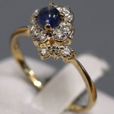 画像1: K18サファイアダイヤモンドリング フラワーモチーフ S0.45 D0.19 1.9g #11 (1)