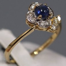 画像2: K18サファイアダイヤモンドリング フラワーモチーフ S0.45 D0.19 1.9g #11 (2)