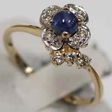 画像4: K18サファイアダイヤモンドリング フラワーモチーフ S0.45 D0.19 1.9g #11 (4)