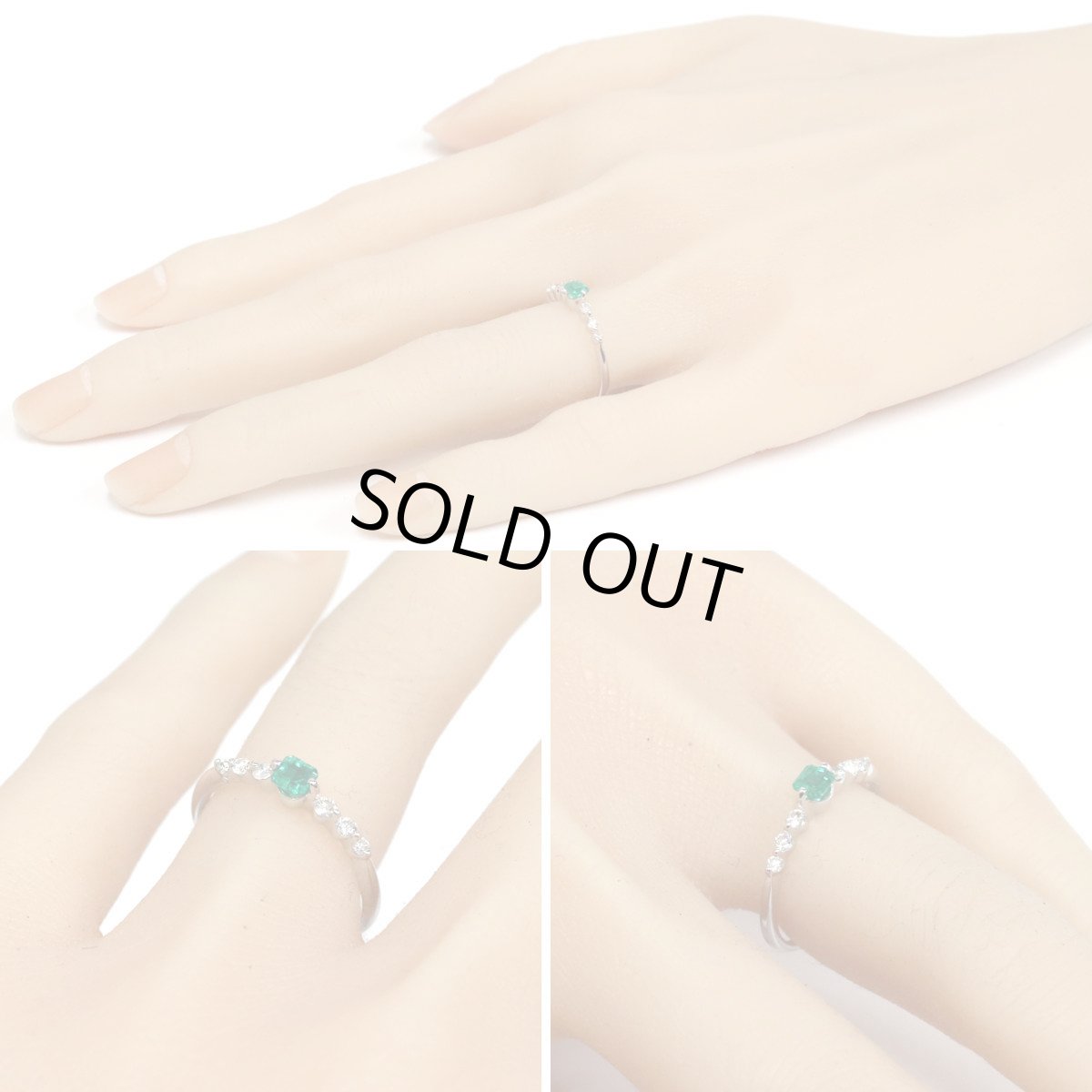 画像10: K18WGエメラルドダイヤモンドリング E0.21 D0.15 1.7g #13 (10)