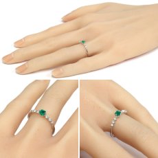 画像10: K18WGエメラルドダイヤモンドリング E0.21 D0.15 1.7g #13 (10)