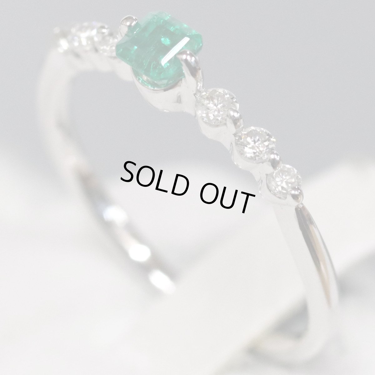 画像3: K18WGエメラルドダイヤモンドリング E0.21 D0.15 1.7g #13 (3)