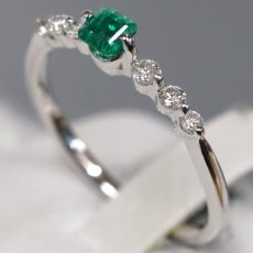 画像3: K18WGエメラルドダイヤモンドリング E0.21 D0.15 1.7g #13 (3)