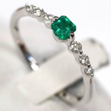 画像4: K18WGエメラルドダイヤモンドリング E0.21 D0.15 1.7g #13 (4)