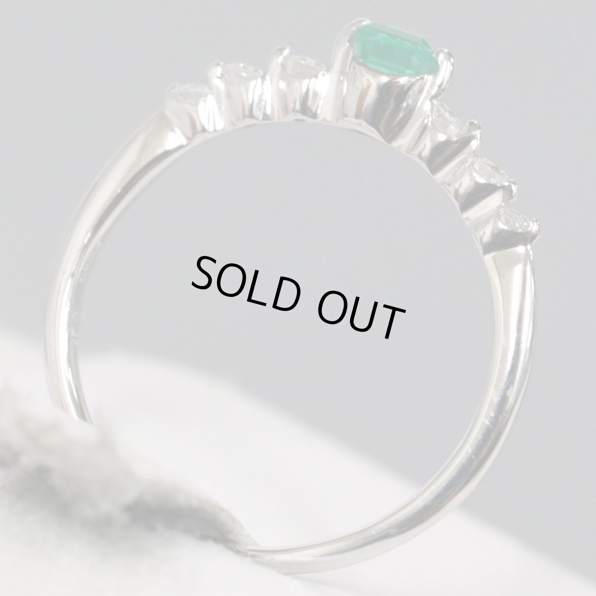 画像5: K18WGエメラルドダイヤモンドリング E0.21 D0.15 1.7g #13 (5)