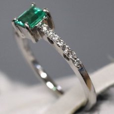 画像3: K18WGエメラルドダイヤモンドリング E0.35 D0.23 2.2g #10 (3)