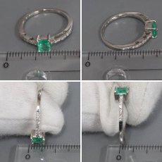 画像9: K18WGエメラルドダイヤモンドリング E0.35 D0.23 2.2g #10 (9)