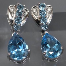 画像1: Pt900ブルートパーズダイヤモンドピアス BT2.61×2 D0.02×2 9.0g (1)