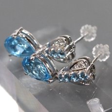 画像2: Pt900ブルートパーズダイヤモンドピアス BT2.61×2 D0.02×2 9.0g (2)