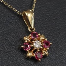 画像6: タサキ K18ルビーダイヤモンドペンダント D0.06 2.5g 40cm (6)