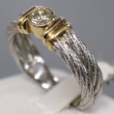 画像2: Pt900/K18ダイヤモンドリング D0.36 7.0g #16 (2)