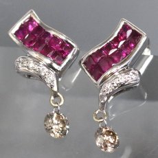 画像1: K18WG/Pt900ルビーダイヤモンドピアス R0.42×2 D0.17×2 3.2g (1)